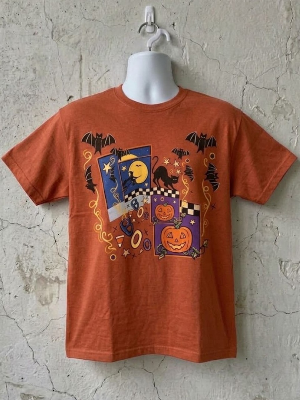 Halloween Night Black Cat Pumpkin Graphic T-Shirt Gildan 5000 Heavy Cotton Tee